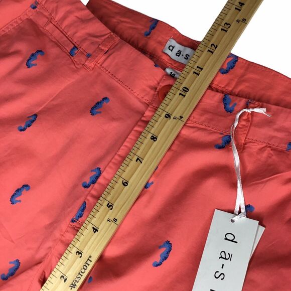 Chino Short Women's Size 14 Orange Chino Pockets Patterned Cotton Sea Horse - Picture 5 of 13